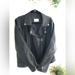 Black Faux Leather Moto Jacket **NEVER WORN